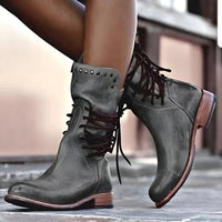 Vintage Schnürstiefel für Damen – Grau