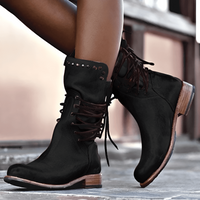 Vintage Schnürstiefel für Damen – Schwarz