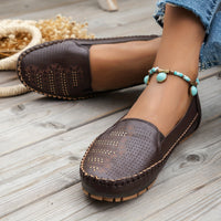 Vintellea™ – Elegante Damen Loafer mit Retro Perforation – Kaffee