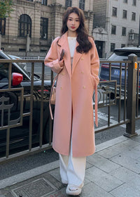 | Lässiger Wollwintermantel – Rosa
