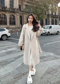 | Lässiger Wollwintermantel – Beige
