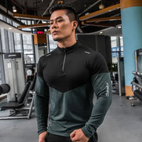 Texaro | Atmungsaktives Kompressionsshirt für Herren Langarm – Pullover- Schwarz Grün