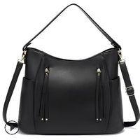 Tessa | Vintage Schultertasche im klassischen und zeitlosen Design – Schwarz