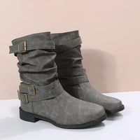 Damen Mittlere Wade Stiefel | Dirndl Schuhe – Grau