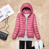 Daunenjacke Damen | Leicht Gefüttert – Heißes Rosa