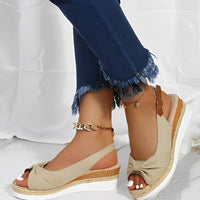 Maryam | Keilsandalen mit offener Spitze – Beige