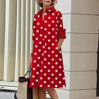 Maris – Lässiges Kleid mit Taschen – Rot / Weiß
