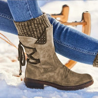 Stella | Gepolstert Runde Spitze Stiefel – Khaki