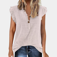 Moderne Damen Rüschenbluse aus luftigem Stoff – Beige