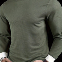 Geripptes Herren Sweatshirt aus Baumwolle mit Rundhalsausschnitt | Sportlich-Elegant – Grün