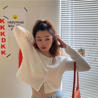 Erika | Crop-Top-Pullover mit Knöpfen – Weiß