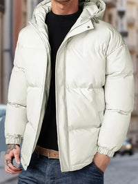 Reigorith | Herren-Winterjacke mit Kapuze - winddicht, dick und warm mit Taschen – Weiß