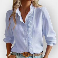 Elegante Damen Rüschenbluse – Blau
