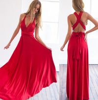 Izzy Maxi-Kleid | Sommerliches Rückenfreies Multiwrap Abendkleid Lang | Brautjungfernkleid – Rot