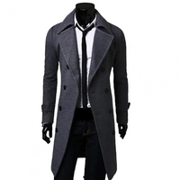 Herren Wintermantel - Doppelreihige Jacke mit Wollanteil und warmer Fütterung – Grau