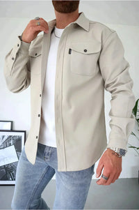 Moderne Herren Knopfleisten-Jacke – Beige