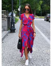 Bequemes Damen Freizeitkleid – ROT/MARINE