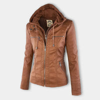 Heidi-Mode | Damen Lederjacke Mit Kapuze – Khaki