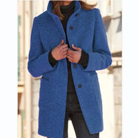 Winterjacke Damen Wintermantel | Lang Mit Knöpfen und Taschen – Dunkelblau