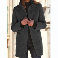 Winterjacke Damen Wintermantel | Lang Mit Knöpfen und Taschen – Dunkelgrau