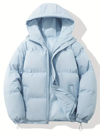 Unisex Winterjacke | Gepolsterte Steppjacke Mit Kapuze – Blau