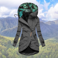 Winterjacke Damen Mit Kapuze | Asymmetrischer Reißverschluss Lang – Grau