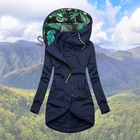 Winterjacke Damen Mit Kapuze | Asymmetrischer Reißverschluss Lang – Blau