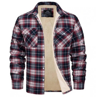 Herren Kariertes Fleecejacke | Freizeit Winterbekleidung – Rot