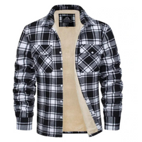 Herren Kariertes Fleecejacke | Freizeit Winterbekleidung – Schwarz