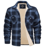 Herren Kariertes Fleecejacke | Freizeit Winterbekleidung – Hellblau