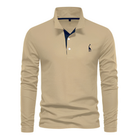 Antoine - Langärmeliges Herren-Poloshirt für den Alltag – Khaki
