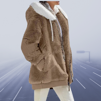 Damen Oversized Teddyjacke | Kuschelig & Warm | Wintermantel – Sandfarben