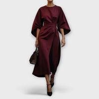 Elegantes Damen Abendkleid Langarm – Bordeauxrot
