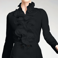 Damen Rüschenbluse elegant romantisch – Schwarz