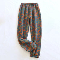 Florale Lockere Damen Hose – Blau