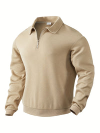 Herren Vintage Strickjacke mit geometrischem Reißverschluss-Muster – Beige