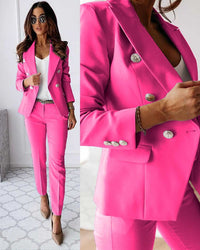 Eleganter Damen Business Hosenanzug - 2-teilig mit Blazer – Rosa