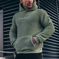 Pullover Herren Plüsch Kapuze | Warm Bequem Freizeit – Grün