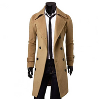 Herren Wintermantel - Doppelreihige Jacke mit Wollanteil und warmer Fütterung – Braun