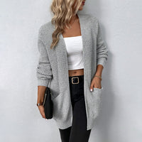 Cantelle Cardigan | Leichter gestrickter langer Sommer-Cardigan für Damen – Grau