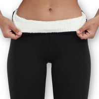 Damen Leggings | Fleece Ausführung blickdicht elastischer Bund – Schwarz