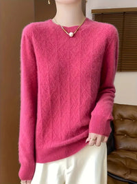 Seymilah | Eleganter Wollstrickpullover für Frauen - Kuschelig & Vielseitig – Wassermelone Rot