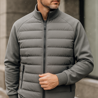 Wattierte Jacke für Herren mit Stehkragen im Business-Stil – Grau