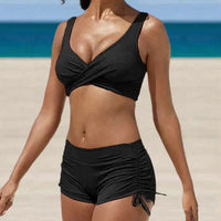 Bikini für Damen - Sommerlicher Badeanzug mit Shorts – Schwarze Farbe