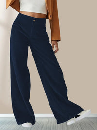 Frieda | Weite Bein Stoffhose – Blau