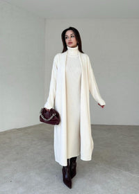 JASMIN - KLEID UND STRICKJACKE SET – Weiß