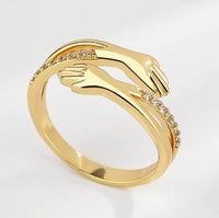 Verstellbarer Umarmungsring mit Zirkonia in Gold und Silber – Gold