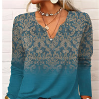 Christanin | Damen Bequeme Bluse | Jahrgang – Blau 2
