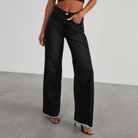 Gemma High-Waist-Jeans mit weitem Bein – Schwarz