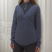 Mathilde™-Pullover aus Zopfstrick mit Hohem Kragen  / Das Must-Have für Winterliche Looks mit Präsenz! – Dunkelblau